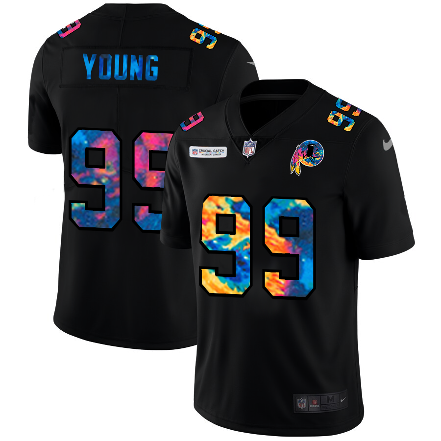 NFL Washington Redskins #99 Chase Young Men Nike MultiColor Black 2020 Crucial Catch Vapor Untouchable Limited Jersey